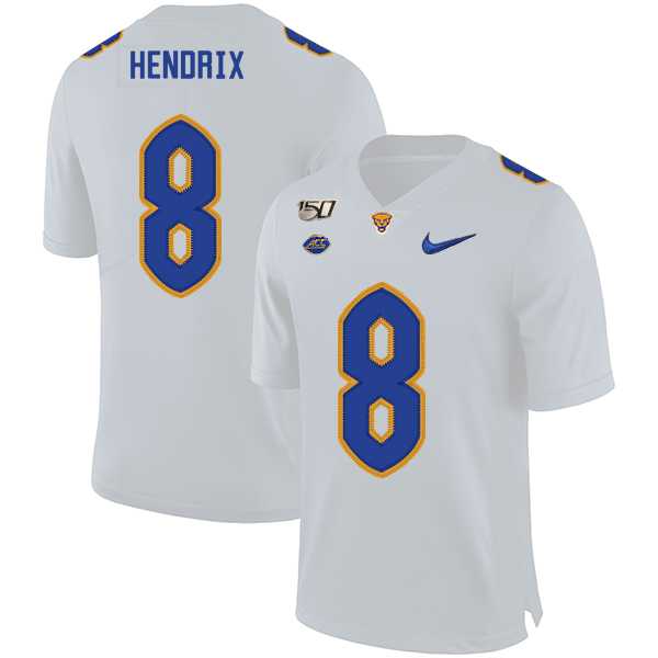 Pittsburgh Panthers #8 Dewayne Hendrix White 150th Anniversary Patch Nike College Football Jersey
